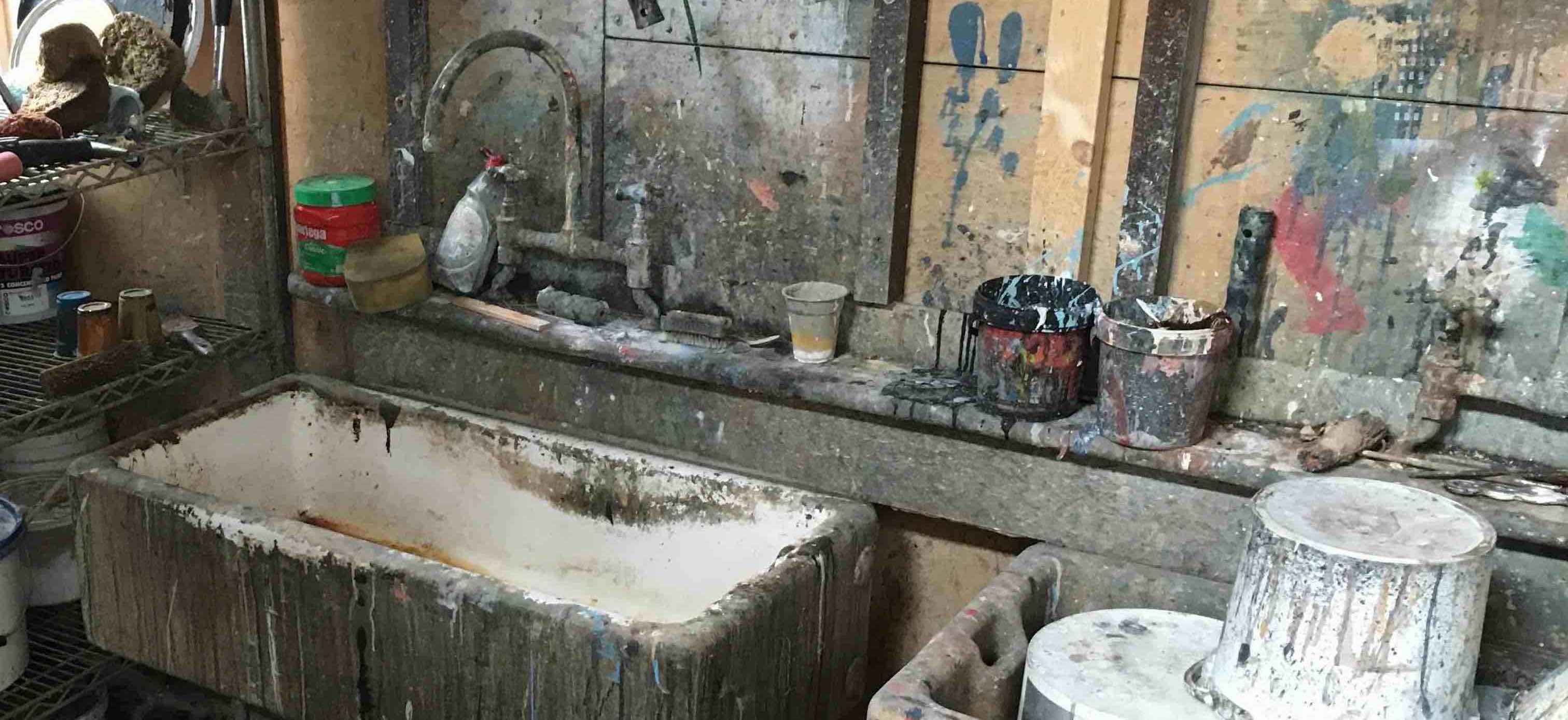 A photo of a scenic painting workshop.